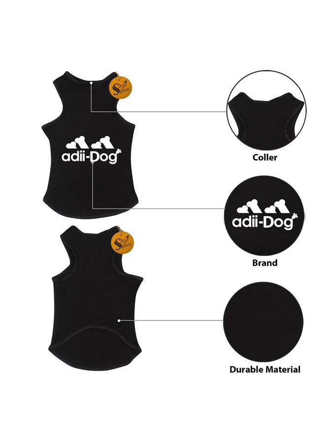 Sage Square Set Of 2, Comfort Cotton Dog T-Shirt, Sleeveless Vest For Dog Clothes, Puppy Tank Top Fashion Apparel (Black + Red) (Medium) (18Inches)  - Image 2
