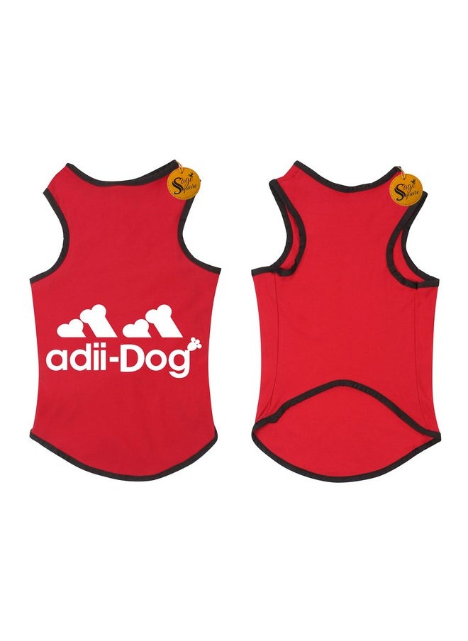 Sage Square Set Of 2, Comfort Cotton Dog T-Shirt, Sleeveless Vest For Dog Clothes, Puppy Tank Top Fashion Apparel (Black + Red) (Medium) (18Inches)  - Image 4
