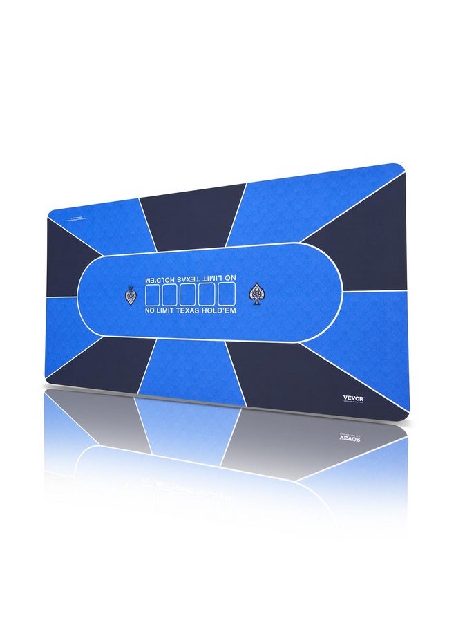 VEVOR - Poker Table Top, 70 X 35 Inch Poker Mat For Table, 6-8 Players Foldable Poker Table Top With Carrying Bag, Folding Poker Table Topper For Poker Games, Poker Room, Rectangle, Blue - Image 1