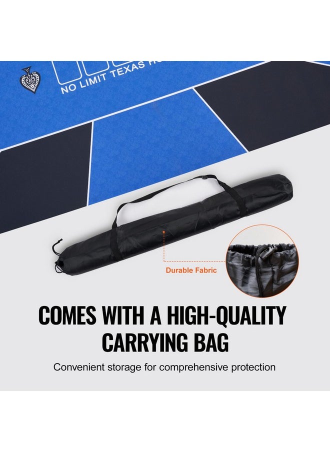 VEVOR - Poker Table Top, 70 X 35 Inch Poker Mat For Table, 6-8 Players Foldable Poker Table Top With Carrying Bag, Folding Poker Table Topper For Poker Games, Poker Room, Rectangle, Blue - Image 1