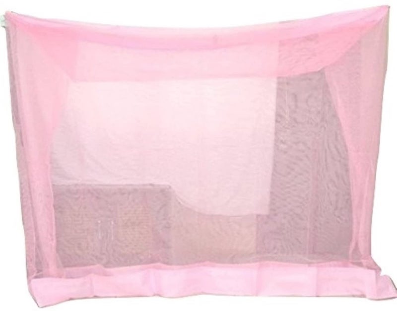 ANS Heavy-Quality HDPE Mosquito Net for XXL Size Bed (6.5 x 10 Ft, Pink) | Large Family Size Durable Nylon Mesh with Same Color Border | Breathable & Heat-Free Protection - Image 1