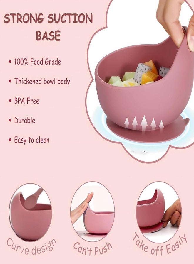 NEXORA Silicone Baby Feeding Set with Bib Plate Bowl Cup Spoon Fork Pacifier - Pink - Image 3