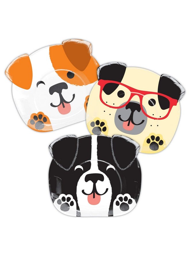 CREATIVE CONVERTING - Puppy Dog Themed Party Supplies: Bundle Includes Shaped Dinner Plates Dessert Plates And Luncheon Napkins For 8 People - Image 1