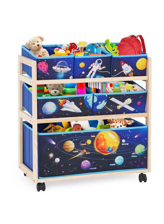 Jomifin Kids Storage Organizer with Wheels - Utility Rolling Cart with Large Storage Capacity for Bedroom, Toy Room, Playroom - Hold Toys, Books, Blankets (Blue) - Image 1