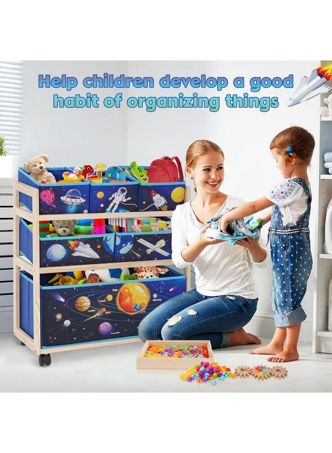Jomifin Kids Storage Organizer with Wheels - Utility Rolling Cart with Large Storage Capacity for Bedroom, Toy Room, Playroom - Hold Toys, Books, Blankets (Blue) - Image 4