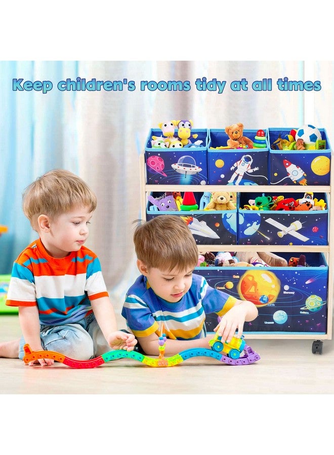 Jomifin Kids Storage Organizer with Wheels - Utility Rolling Cart with Large Storage Capacity for Bedroom, Toy Room, Playroom - Hold Toys, Books, Blankets (Blue) - Image 5
