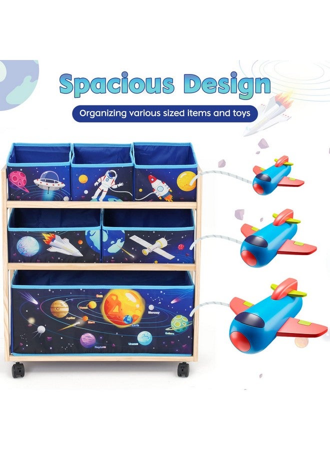 Jomifin Kids Storage Organizer with Wheels - Utility Rolling Cart with Large Storage Capacity for Bedroom, Toy Room, Playroom - Hold Toys, Books, Blankets (Blue) - Image 3