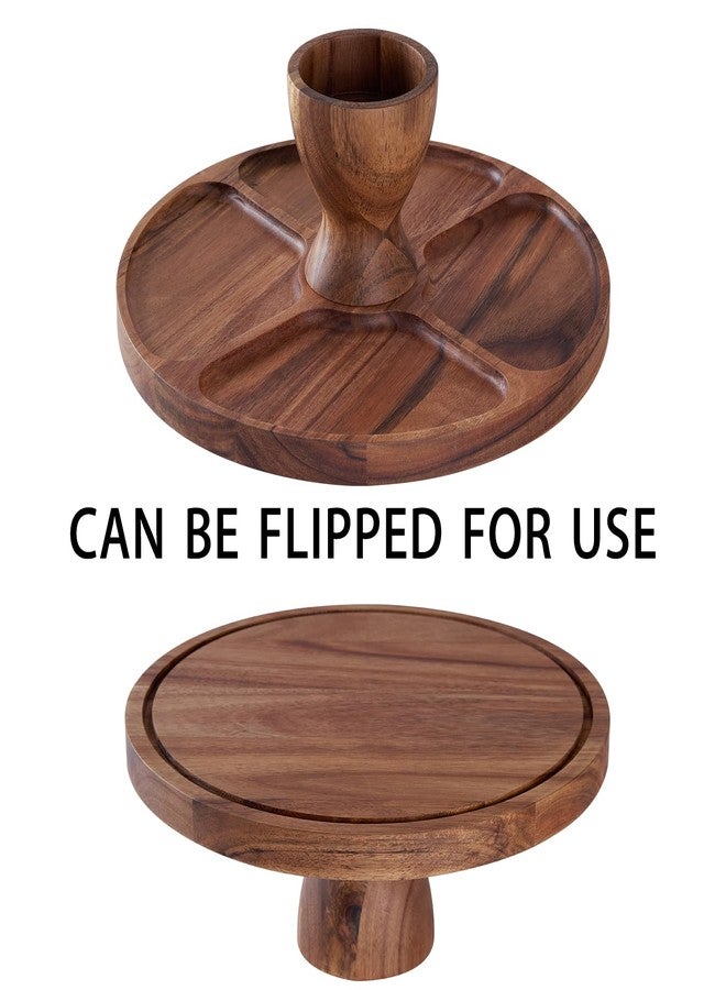 LiTY Cake Stand with Lid, Multi-Functional 12in Round Cake Holder, Acacia Wood 2-in-1 Dessert Table Display Set, Charcuterie Board for Cheese ,Fruit Platter, Large Acrylic Cake Dome Cover - Image 5