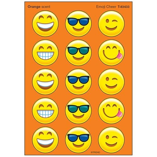 Trend Enterprises Trend Emotion Icon Cheer/Orange Stinky Stickers, Classroom Incentives, 60 Count - Image 1