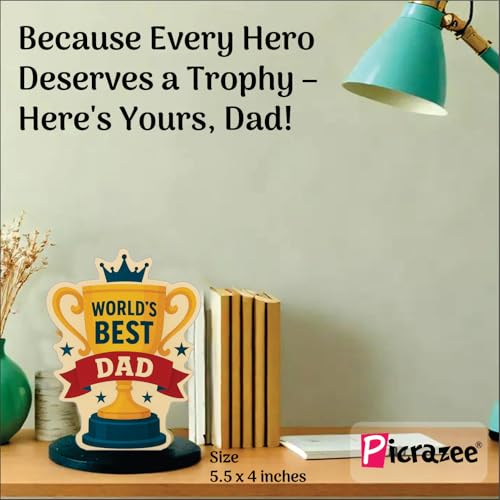 PICRAZEE Gift for Father’s Day/Birthday (12x12 Cushion&Filler, Coffee Mug, Trophy, K-Ring, Fridge Magnet, Greeting Card) Best, Papa, Father - Ideal for Birthday, Father's Day Celebrations - Image 4