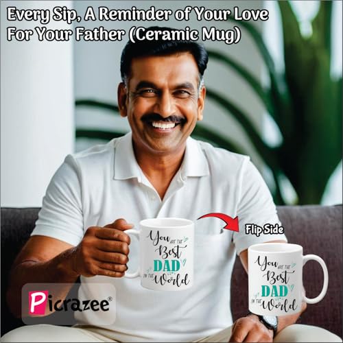 PICRAZEE Gift for Father’s Day/Birthday (12x12 Cushion&Filler, Coffee Mug, Trophy, K-Ring, Fridge Magnet, Greeting Card) Best, Papa, Father - Ideal for Birthday, Father's Day Celebrations - Image 3