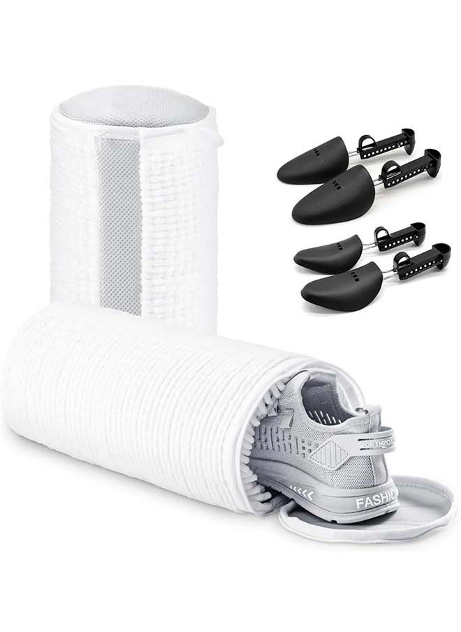 L&E Shoe Washing Bag for Washing Machine, Fluffy Fibers Keep 360° Wrap-around Cleaning, 1 Pairs Adjustable Shoe Trees, Durable Hidden Zipper Reusable Shoe Laundry Bag for Shoes  - Image 1