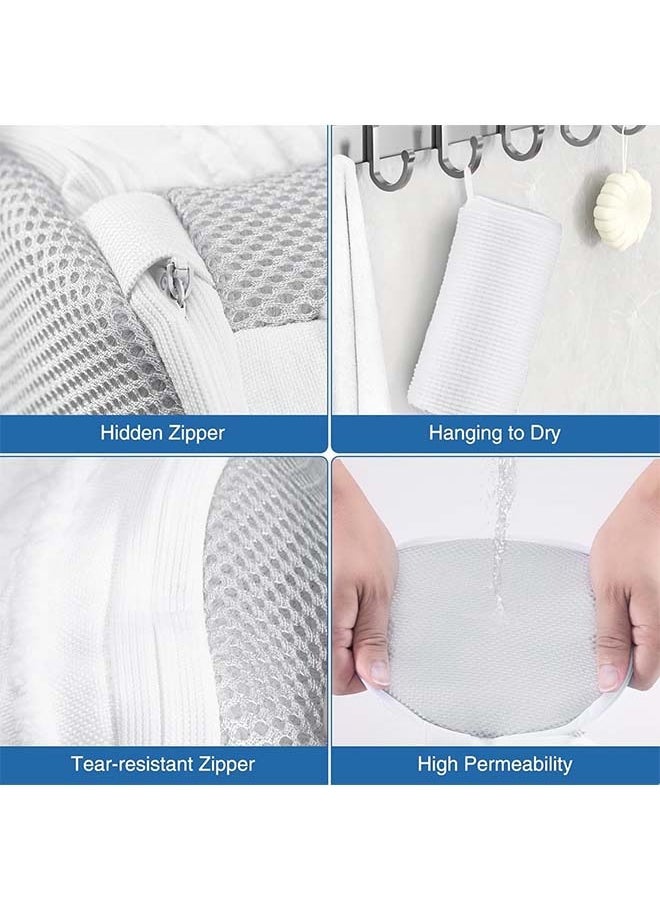 L&E Shoe Washing Bag for Washing Machine, Fluffy Fibers Keep 360° Wrap-around Cleaning, 1 Pairs Adjustable Shoe Trees, Durable Hidden Zipper Reusable Shoe Laundry Bag for Shoes  - Image 4
