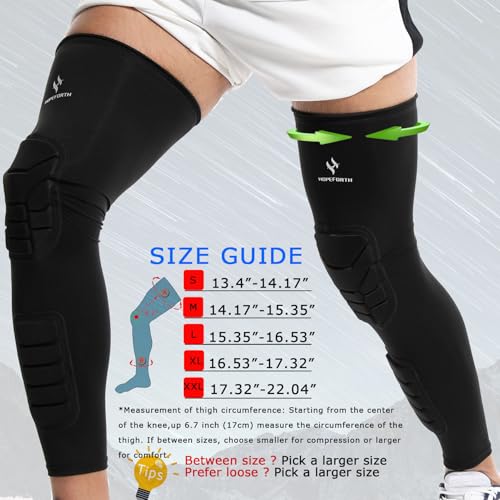 HOPEFORTH Knee Calf Padded 2 Pack Compression Leg Sleeve Thigh Sports Protective Gear Shin Brace Support for Football Basketball Volleyball Soccer Baseball Tennis Youth Kids Adult - Image 3