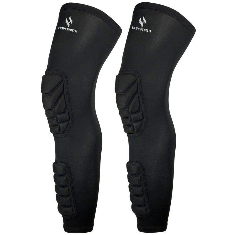 HOPEFORTH Knee Calf Padded 2 Pack Compression Leg Sleeve Thigh Sports Protective Gear Shin Brace Support for Football Basketball Volleyball Soccer Baseball Tennis Youth Kids Adult - Image 2