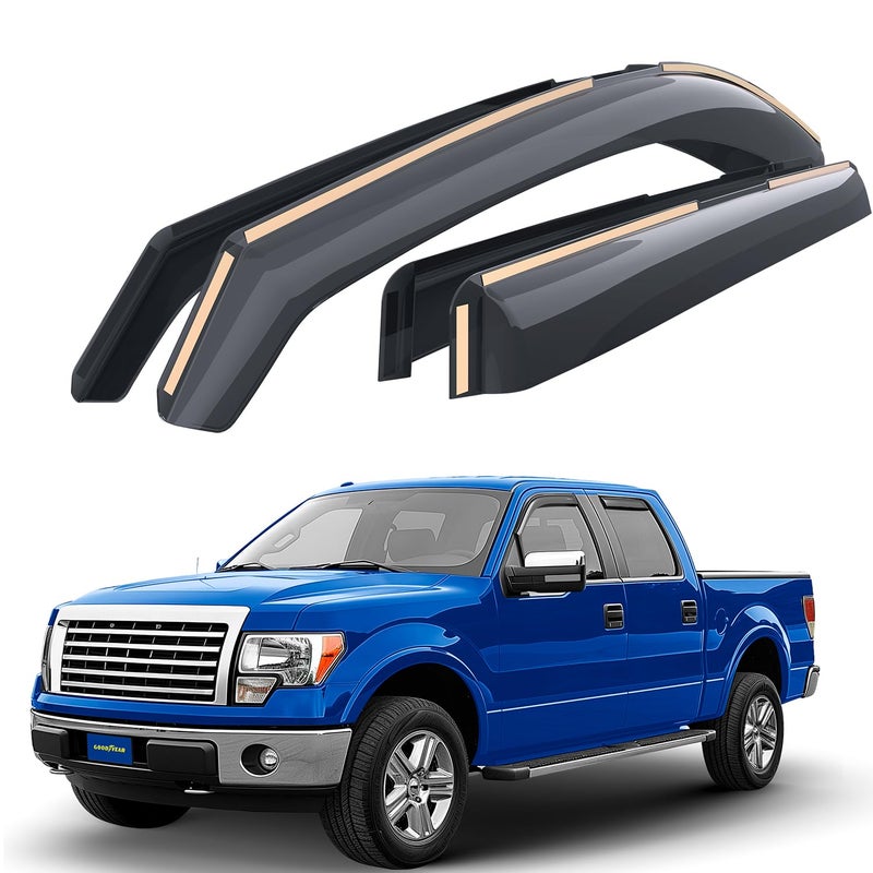 Goodyear Shatterproof inChannel Window Deflectors for Trucks Ford F150 20092014 SuperCrew Rain Guards Window Visors for Cars Vent Deflector Truck Accessories 4 pcs GY003405LP