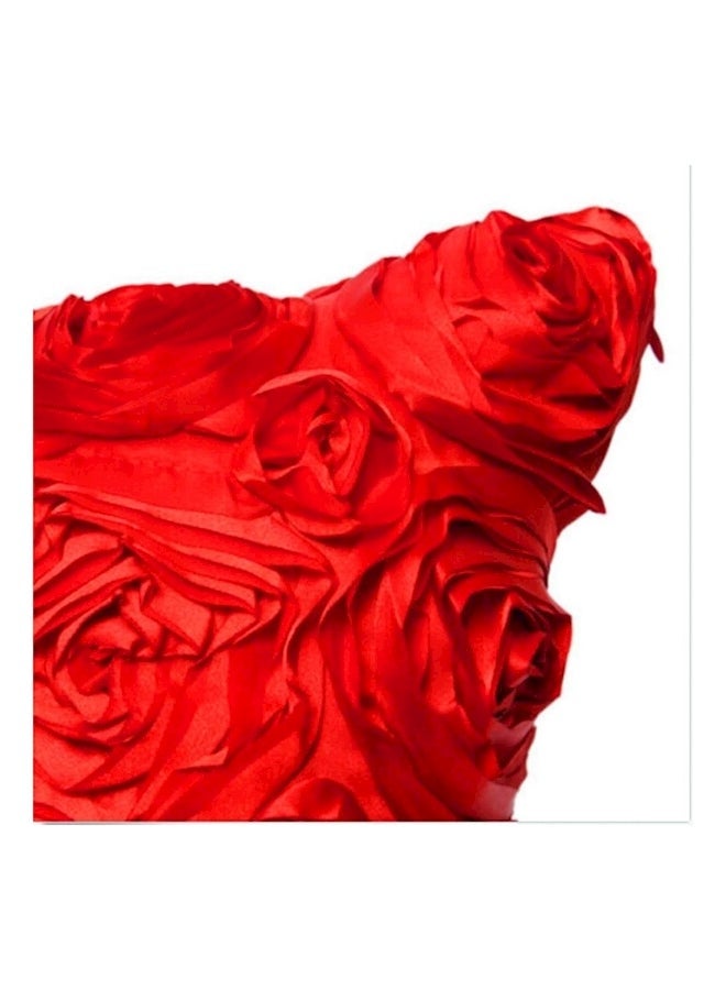 NIBEMINENT 3D Rose Embroidered Cushion Cover polyester Red - Image 3