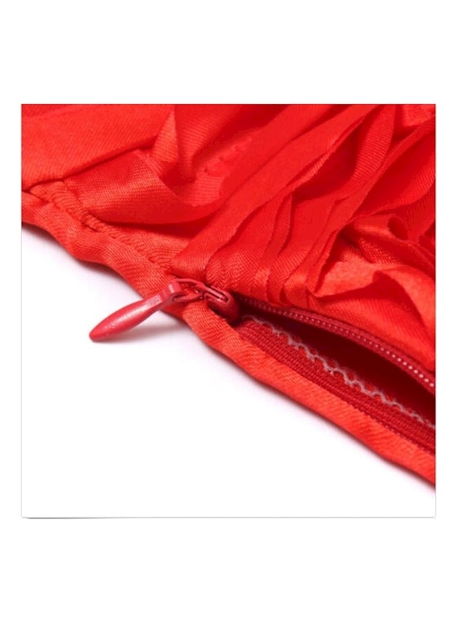 NIBEMINENT 3D Rose Embroidered Cushion Cover polyester Red - Image 4