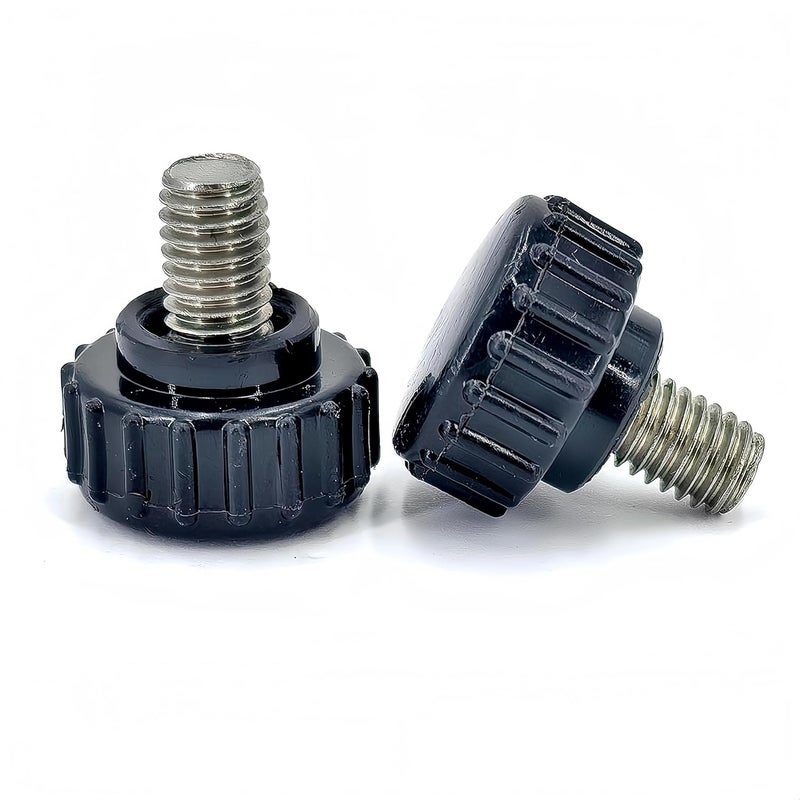 heyday M6x8mm 304 Stainless Steel Threaded Knurled Thumbscrew Screw on Knobs Grips Black Round Clamping Screw, Black(20 Pcs) - Image 1