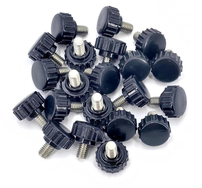 heyday M6x8mm 304 Stainless Steel Threaded Knurled Thumbscrew Screw on Knobs Grips Black Round Clamping Screw, Black(20 Pcs) - Image 5