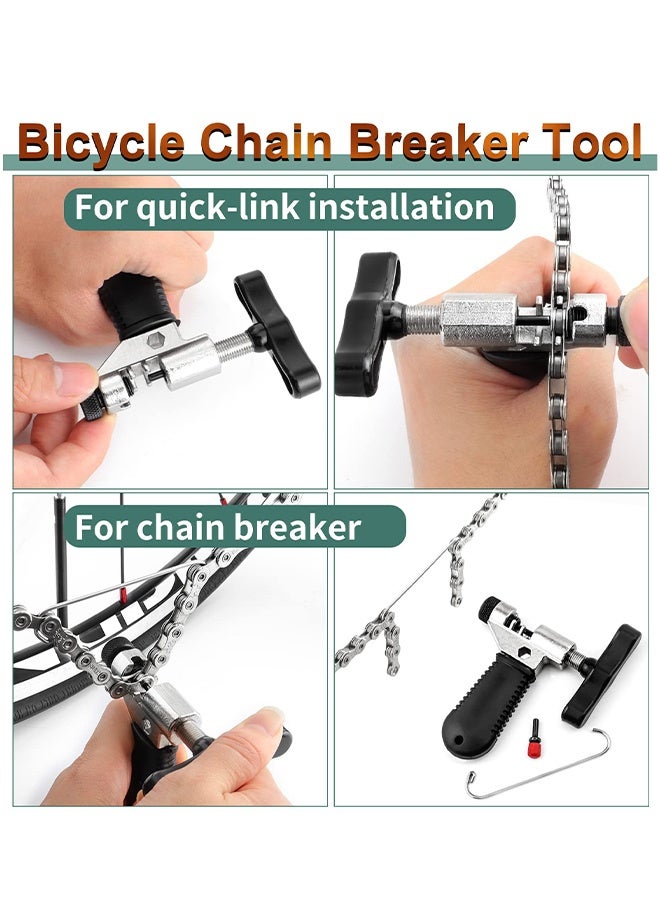 UNUNS سلسلة دراجة 6/7/8 سرعات مع أدوات إصلاح سلسلة احترافية، مجموعة إصلاح سلسلة الدراجة - كماشة وصلة الدراجة + أداة تقسيم سلسلة الكسارة + فاحص السلسلة + 3 أزواج من وصلات الدراجة المفقودة، إزالة السلسلة وتثبيتها - Image 3