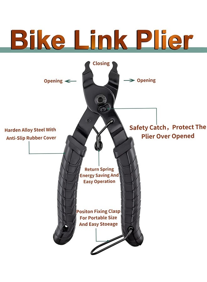 UNUNS سلسلة دراجة 6/7/8 سرعات مع أدوات إصلاح سلسلة احترافية، مجموعة إصلاح سلسلة الدراجة - كماشة وصلة الدراجة + أداة تقسيم سلسلة الكسارة + فاحص السلسلة + 3 أزواج من وصلات الدراجة المفقودة، إزالة السلسلة وتثبيتها - Image 5