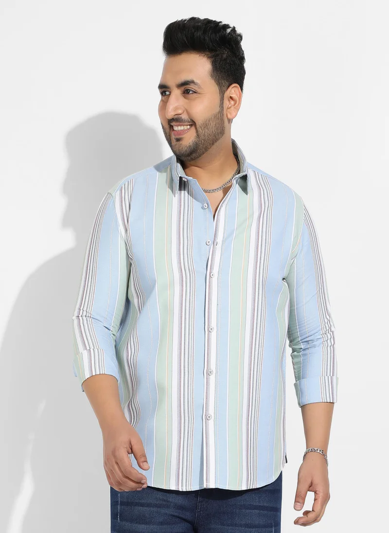 Instafab Plus Instafab Plus Men's Striped Cotton Button Up Shirt