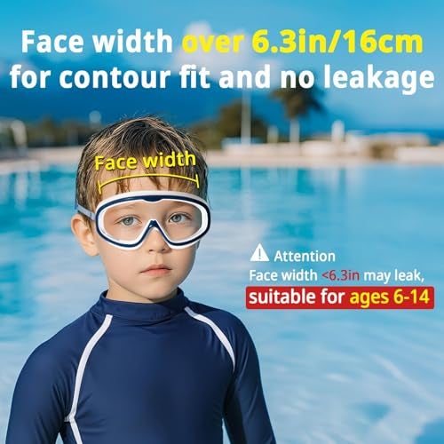 Pixel Panda 2 Pack Kids Swim Goggles with Fabric Strap for 6-14 Wide View Anti-Fog Anti-UV,No Hair Pulling Swimming Goggles Boys Girls Youth Pool Water Protection - Image 2