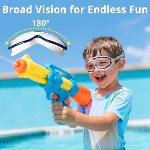 Pixel Panda 2 Pack Kids Swim Goggles with Fabric Strap for 6-14 Wide View Anti-Fog Anti-UV,No Hair Pulling Swimming Goggles Boys Girls Youth Pool Water Protection - Image 4
