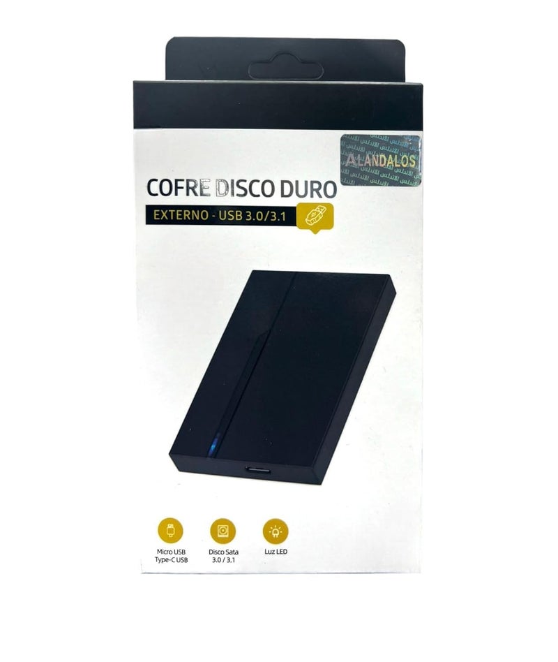 External Hard Drive Enclosure, USB 3.0/3.1, SATA, Micro USB & Type-C, LED Indicator, Black