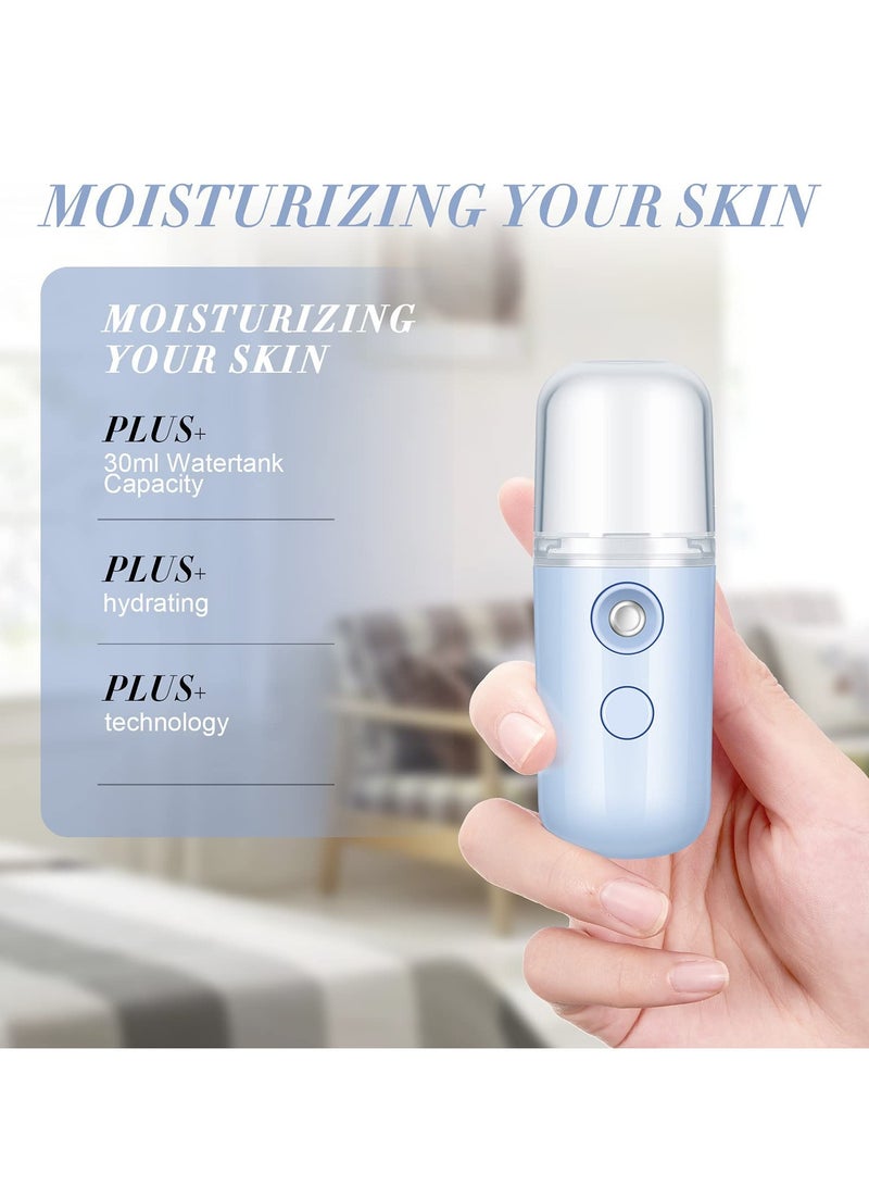 Zikra 2 Pieces Nano Facial Mister 30 ml Mini Face Humidifier Portable Facial Sprayer USB Rechargeable Handy Skin Care Machine for Face Hydrating, Daily Makeup (Black) - Image 5