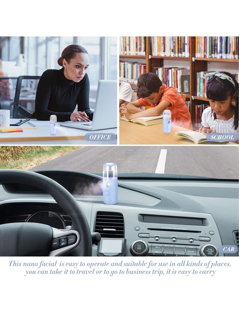 Zikra 2 Pieces Nano Facial Mister 30 ml Mini Face Humidifier Portable Facial Sprayer USB Rechargeable Handy Skin Care Machine for Face Hydrating, Daily Makeup (Black) - Image 3