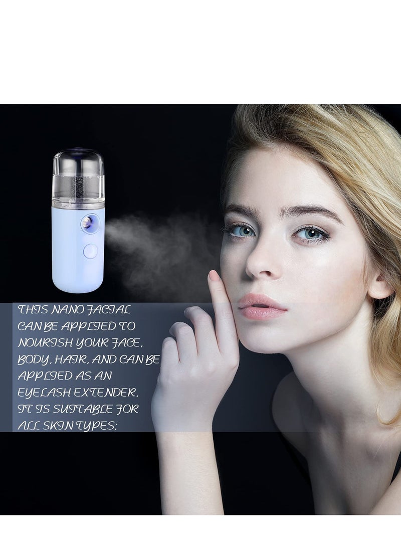 Zikra 2 Pieces Nano Facial Mister 30 ml Mini Face Humidifier Portable Facial Sprayer USB Rechargeable Handy Skin Care Machine for Face Hydrating, Daily Makeup (Black) - Image 4