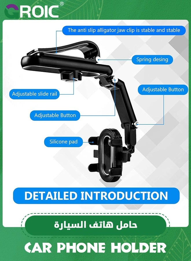 GROIC Rotatable and Retractable Car Phone Holder, Muti-Use Car Rotation Phone Clip, Universal Car Phone Holder Mount, Cell Phone Holder Car Compatible with All Phone - Image 2
