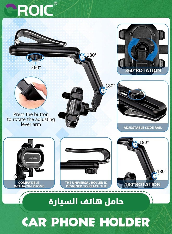 GROIC Rotatable and Retractable Car Phone Holder, Muti-Use Car Rotation Phone Clip, Universal Car Phone Holder Mount, Cell Phone Holder Car Compatible with All Phone - Image 3