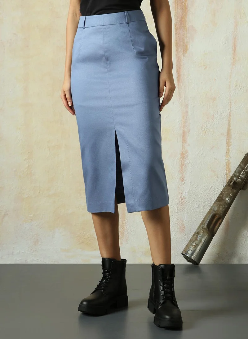 HIGH STAR Women's Infinity Cotton Blend Solid Midi Pencil Oversized Co-Ords