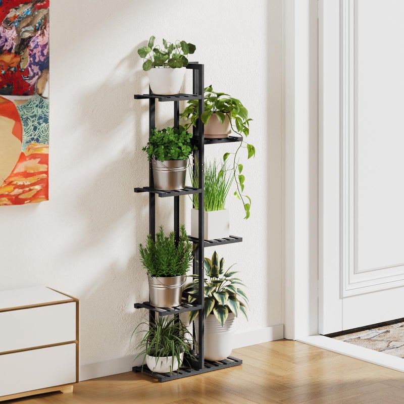 ROSSNY 48 Inch Tall Plant Stand Indoor, 6 Tier 7 Potted Bamboo Plant Stands for Indoor Plants, Corner Plant Stand, Tiered Plant Stands, Plant Shelf For Indoor, Planter Holder for Multiple Plants Indoor, Black - Image 3