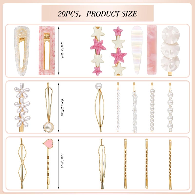 SUMAJU 20 Pcs Decorative Hair Clips, Fashion Hair Accessories Wedding Bobby Hair Pins Cute Barrettes for Women and Girls, Pearl Small Fancy Hair Clip for Short and Fine Hair, Birthday Gifts - Image 2