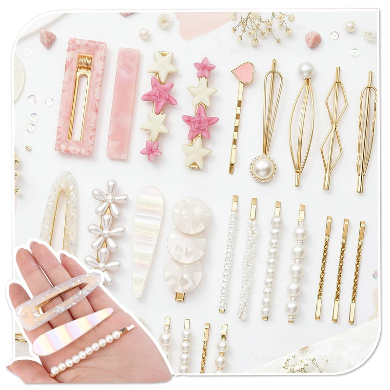 SUMAJU 20 Pcs Decorative Hair Clips, Fashion Hair Accessories Wedding Bobby Hair Pins Cute Barrettes for Women and Girls, Pearl Small Fancy Hair Clip for Short and Fine Hair, Birthday Gifts - Image 5