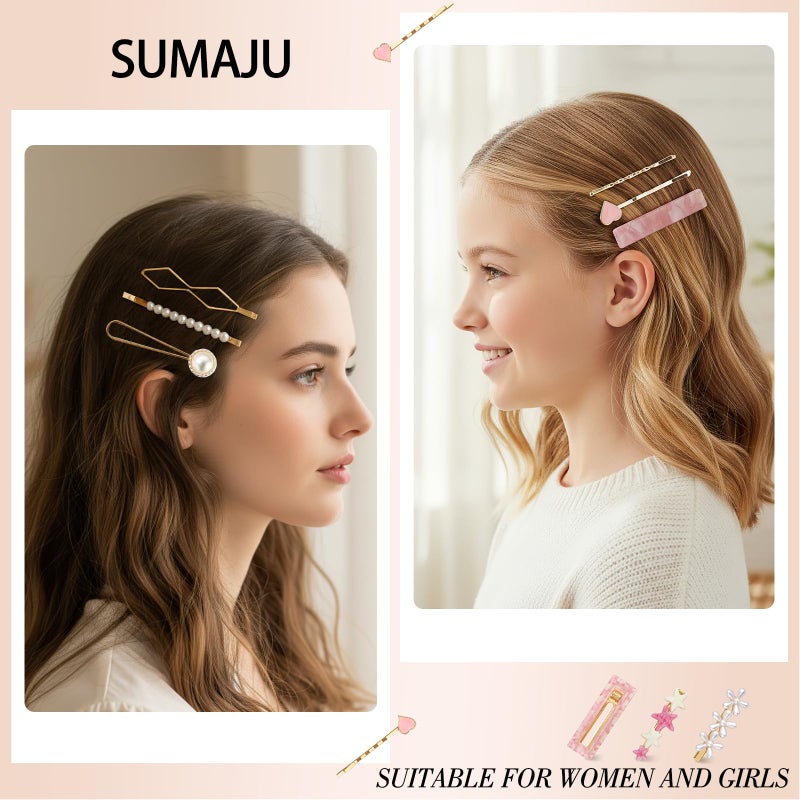 SUMAJU 20 Pcs Decorative Hair Clips, Fashion Hair Accessories Wedding Bobby Hair Pins Cute Barrettes for Women and Girls, Pearl Small Fancy Hair Clip for Short and Fine Hair, Birthday Gifts - Image 4