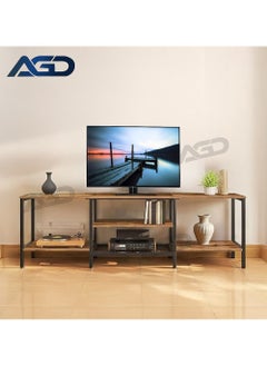 AGD Multifunctional TV Console Table for Home Living Room, 180*40*52cm TV Stand Supports TV Screens Up to 75 Inch, Metal Frame and Shelves for Displaying and Storing Various Items/Brown  - Image 1