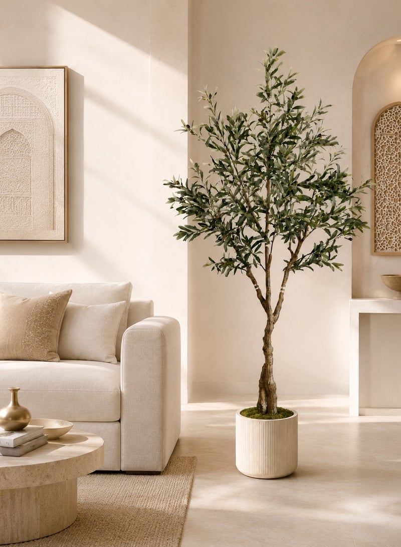 Zvezvia Artificial Olive Tree for Home Decor, Lifelike Fake Potted Plant with Realistic Trunk, Perfect for Indoor/Living Room Decoration - Image 1