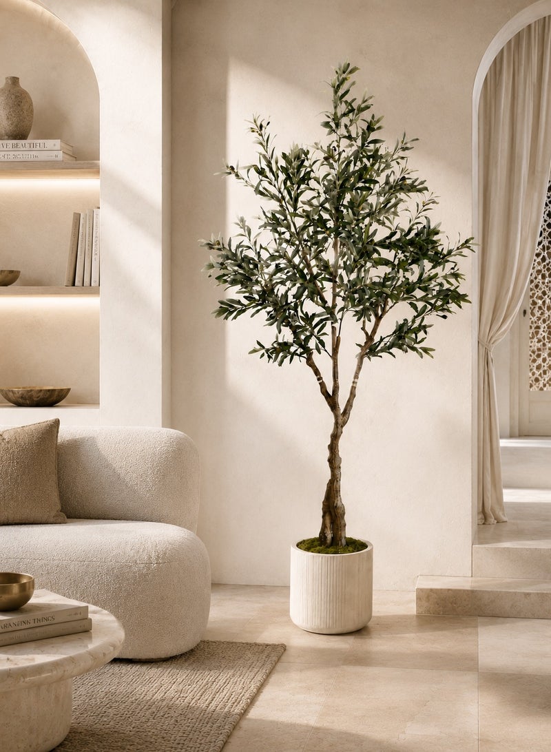 Zvezvia Artificial Olive Tree for Home Decor, Lifelike Fake Potted Plant with Realistic Trunk, Perfect for Indoor/Living Room Decoration - Image 3