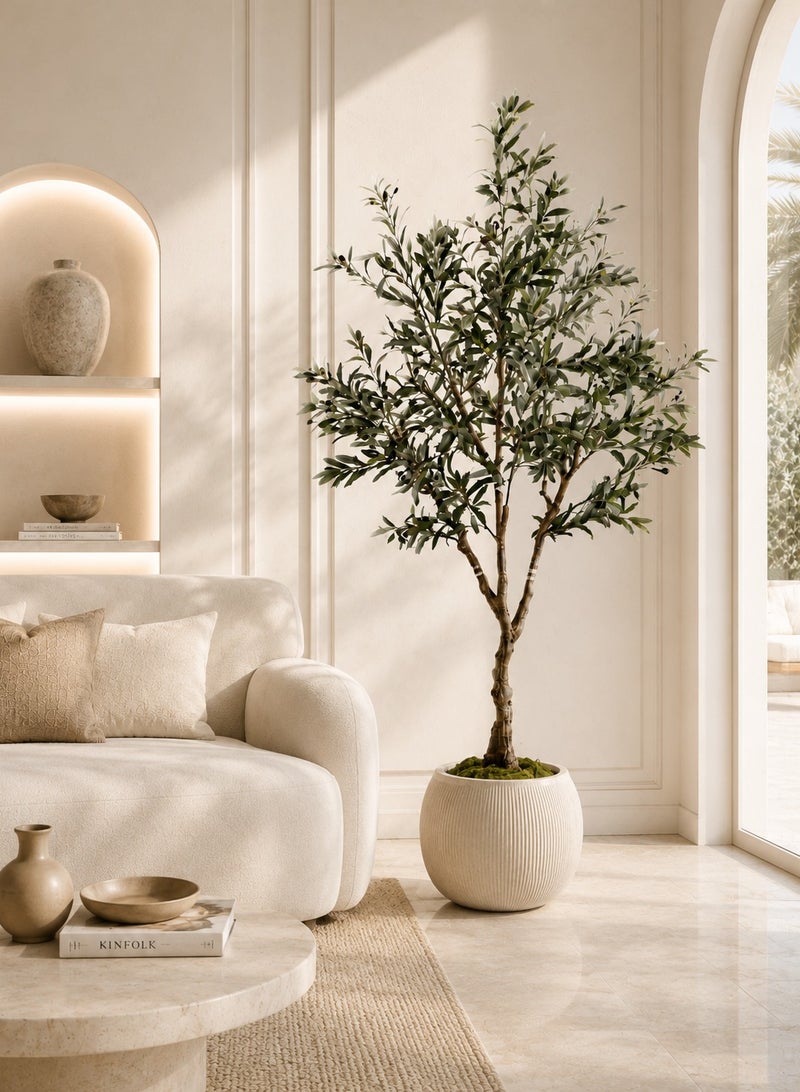 Zvezvia Artificial Olive Tree for Home Decor, Lifelike Fake Potted Plant with Realistic Trunk, Perfect for Indoor/Living Room Decoration - Image 4