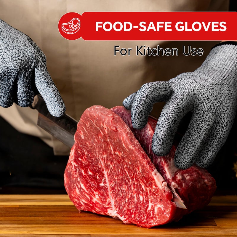 ZEEGO Level 5 Cut Resistant Gloves,Professional Cutting Gloves for Kitchen & Meat Processing, Machine Washable, Food Grade, for Butcher, Oyster Shucking, Outdoor Use (Size L) - Image 4