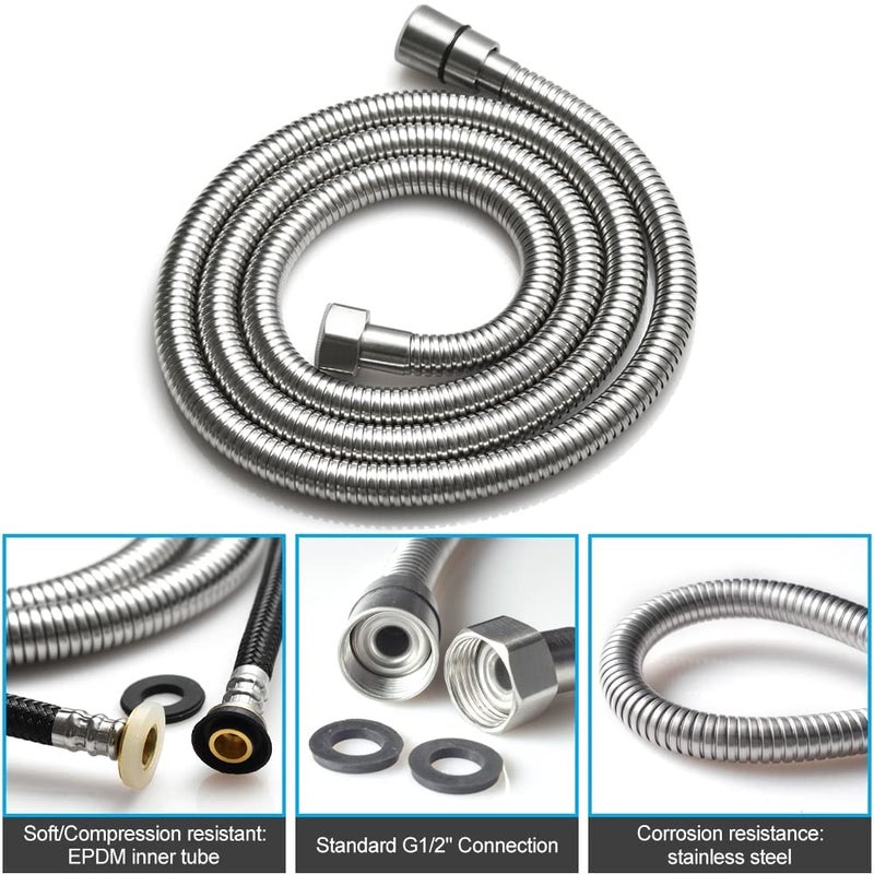 Katais Brushed Nickel Dual Modes Brass Shower Wand High Pressure 7 Inch Brushed Finish Shower Head Sprayer Hand 2 In 1 Function Handheld Shower Head Set With 59 Inch Hose  Bracket - Image 4