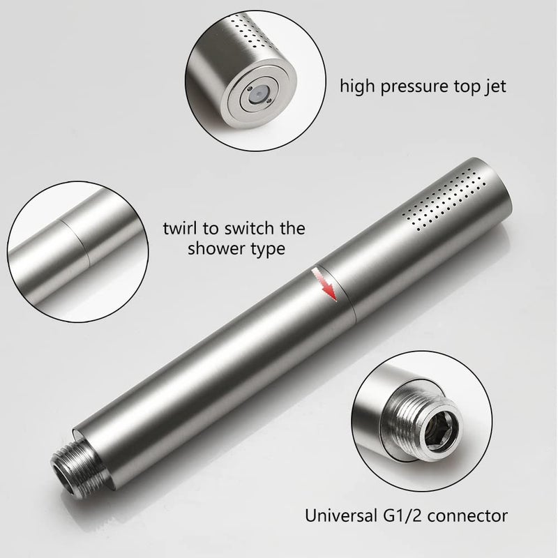 Katais Brushed Nickel Dual Modes Brass Shower Wand High Pressure 7 Inch Brushed Finish Shower Head Sprayer Hand 2 In 1 Function Handheld Shower Head Set With 59 Inch Hose  Bracket - Image 3