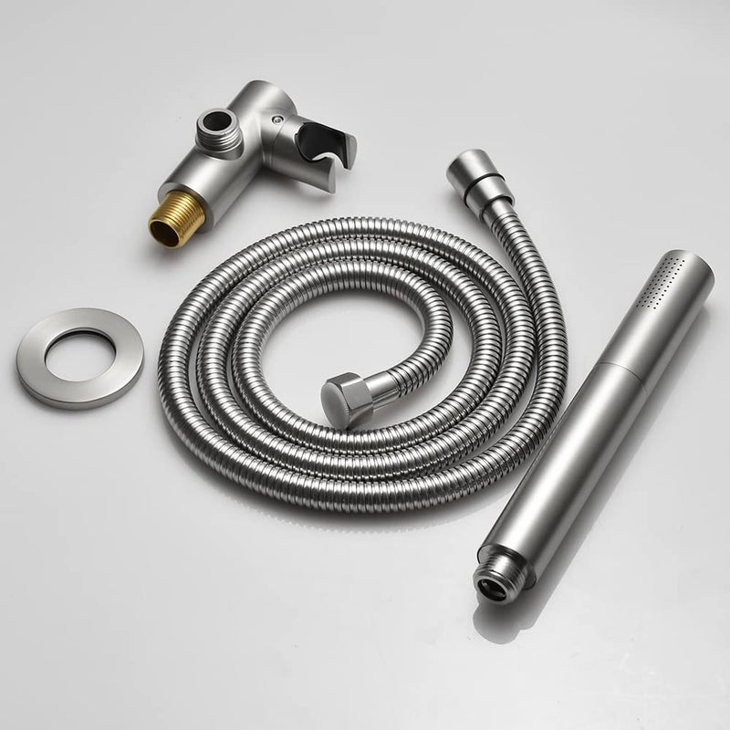 Katais Brushed Nickel Dual Modes Brass Shower Wand High Pressure 7 Inch Brushed Finish Shower Head Sprayer Hand 2 In 1 Function Handheld Shower Head Set With 59 Inch Hose  Bracket - Image 5