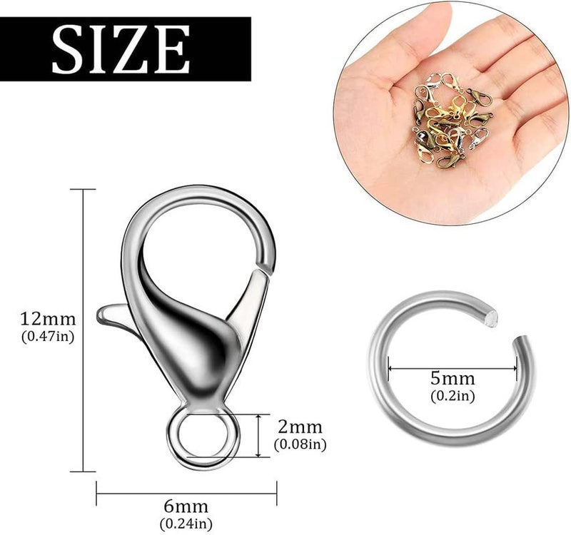 DIY Crafts 100 Grm, Golden & Silver, Lobster Clasps and Rest Open Jump Rings Set Lobster Claw Clasps for Jewelry Making and Bracelets ((100 Grm, Golden & Silver) - Image 3