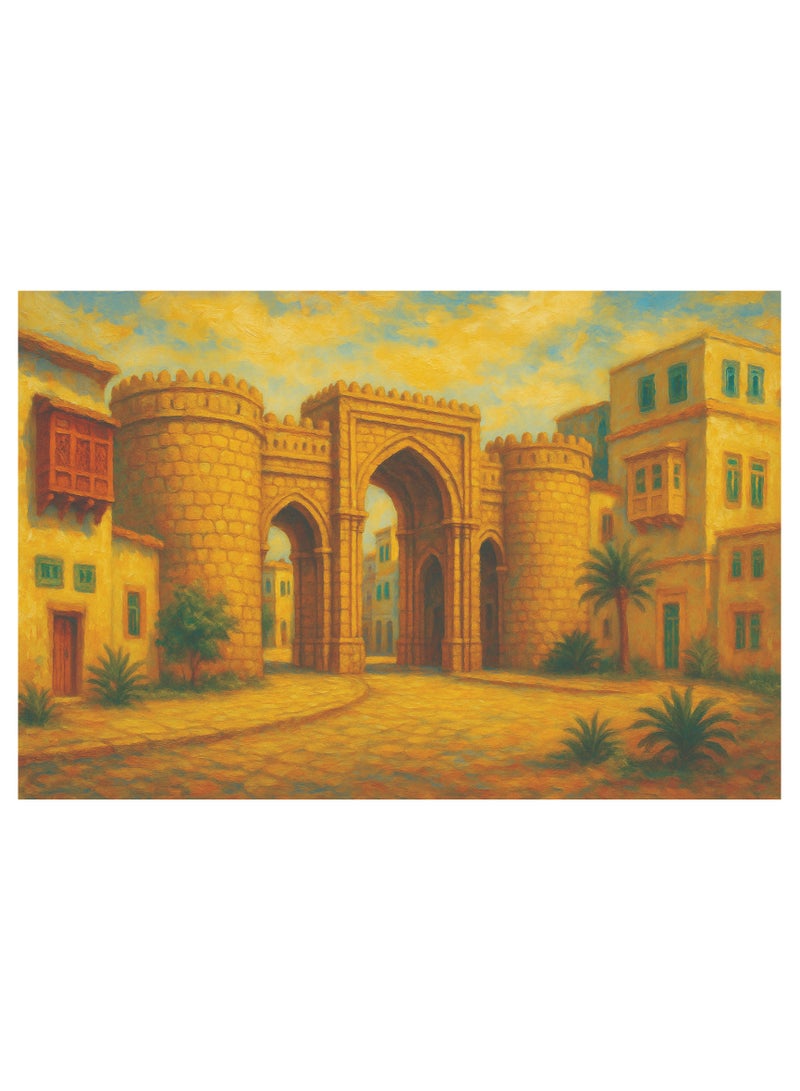 تذكار لوحة جدارية مطبوعة كانفاس لبوابة جدة التراثية من تذكار - Image 3